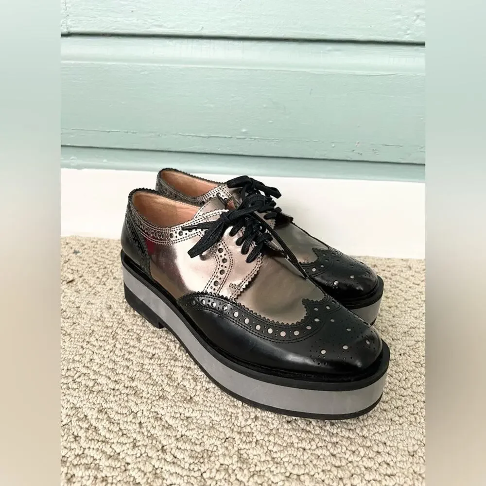 Robert clergerie metallic Oxford loafer platforms size 8 8.5